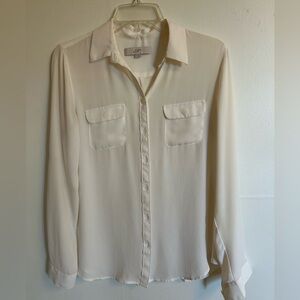 Loft button-down white/cream blouse, size small